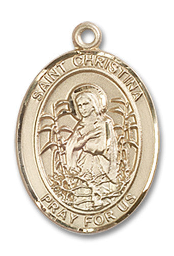 Extel Medium Oval 14kt Gold Filled St. Christina the Astonishing Medal, Made in USA