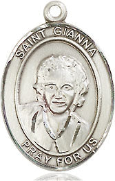 Extel Medium Oval Sterling Silver St. Gianna Pendant with 18" chain, Made in USA