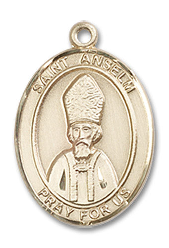 Extel Medium Oval 14kt Gold Filled St. Anselm of Canterbury Medal, Made in USA