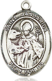 Extel Medium Oval Sterling Silver St. Januarius Pendant with 18" chain, Made in USA