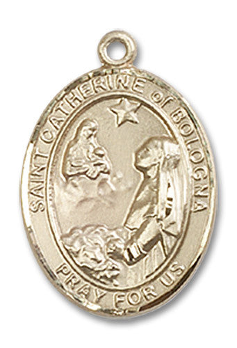 Extel Medium Oval 14kt Gold Filled St. Catherine of Bologna Medal, Made in USA
