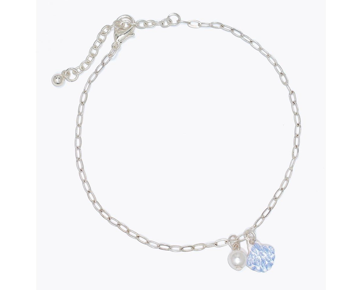 Anklet-Silver w White Scallop & Pri