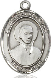 Extel Medium Oval Sterling Silver St. John Berchmans Pendant with 18" chain, Made in USA