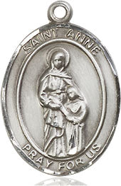 Extel Medium Oval Sterling Silver St. Anne Pendant with 18" chain, Made in USA