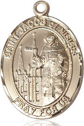 Extel Medium Oval 14kt Gold Filled St. Jacob of Nisibis Medal, Made in USA