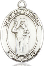 Extel Medium Oval Pewter St. Columbkille Pendant with 18" chain, Made in USA