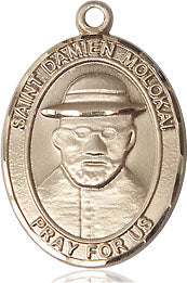 Extel Medium Oval 14kt Gold Filled St. Damien of Molokai Medal, Made in USA
