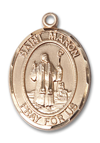 Extel Medium Oval 14kt Gold Filled St. Maron Medal, Made in USA