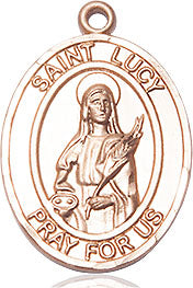Extel Medium Oval 14kt Gold Filled St. Lucy Medal, Made in USA