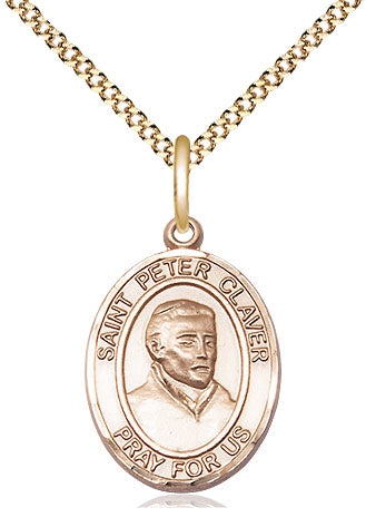 Extel Medium Oval 14kt Gold Filled St. Peter Claver Pendant with 18" chain, Made in USA