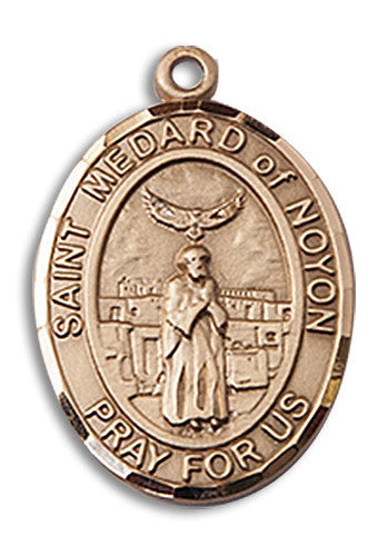 Extel Medium Oval 14kt Gold Filled St. Medard of Noyon Medal, Made in USA