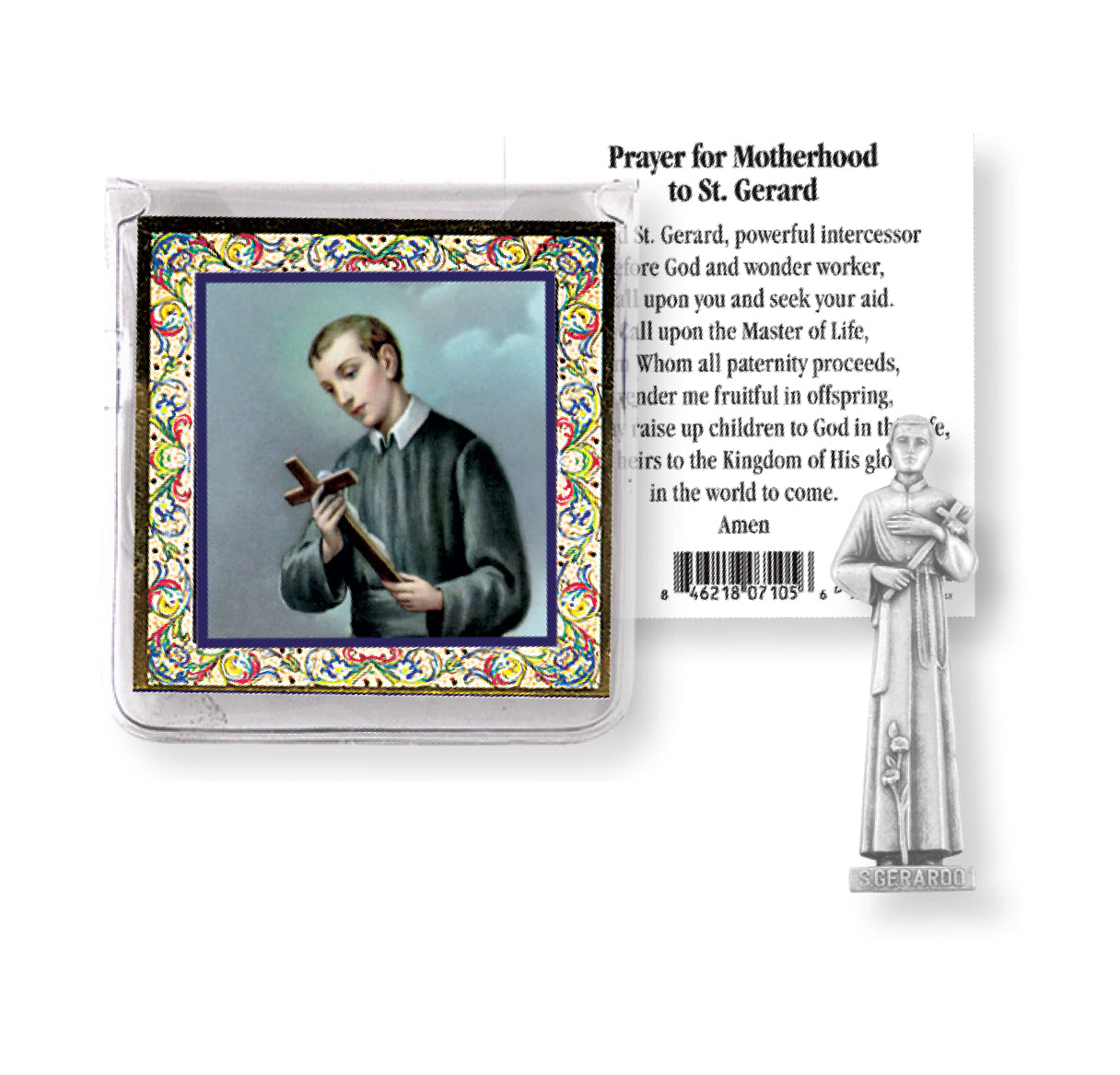 Small Catholic St. Gerard Pocket Statue Figurine with Card