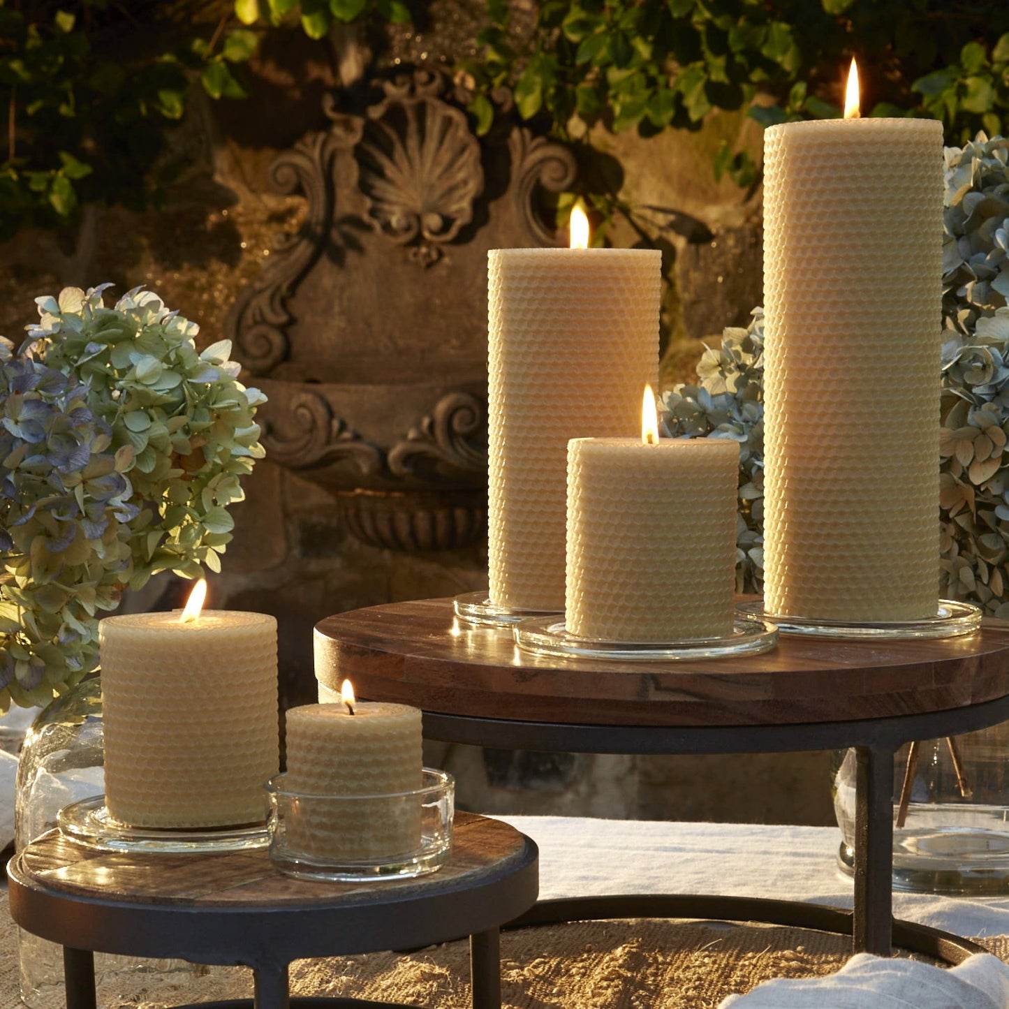 8 Inch Hand Rolled Beeswax Pillar Candle Natural Glow