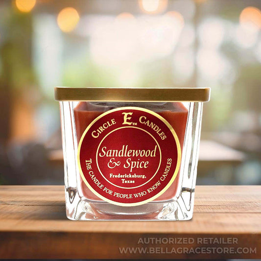 Circle E Candles, Sandlewood and Spice, Small Size Jar Candle, 8oz, 1 Wick