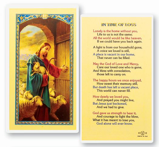 Time of Loss Laminated Catholic Prayer Holy Card, Single Card