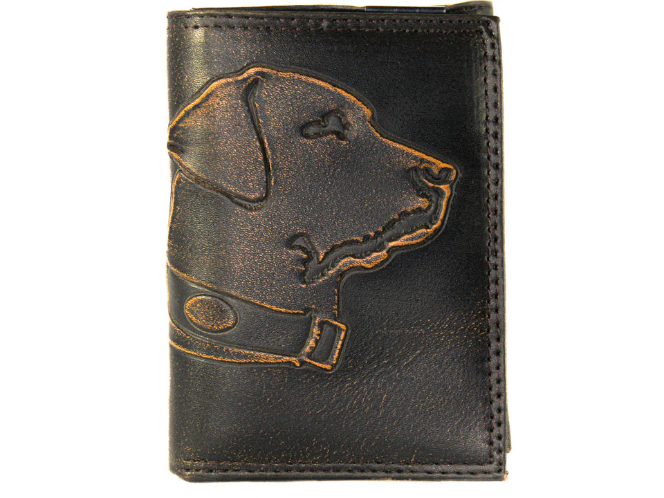 Lab Burnished Leather Trifold Wallet for Dog Lovers Gift