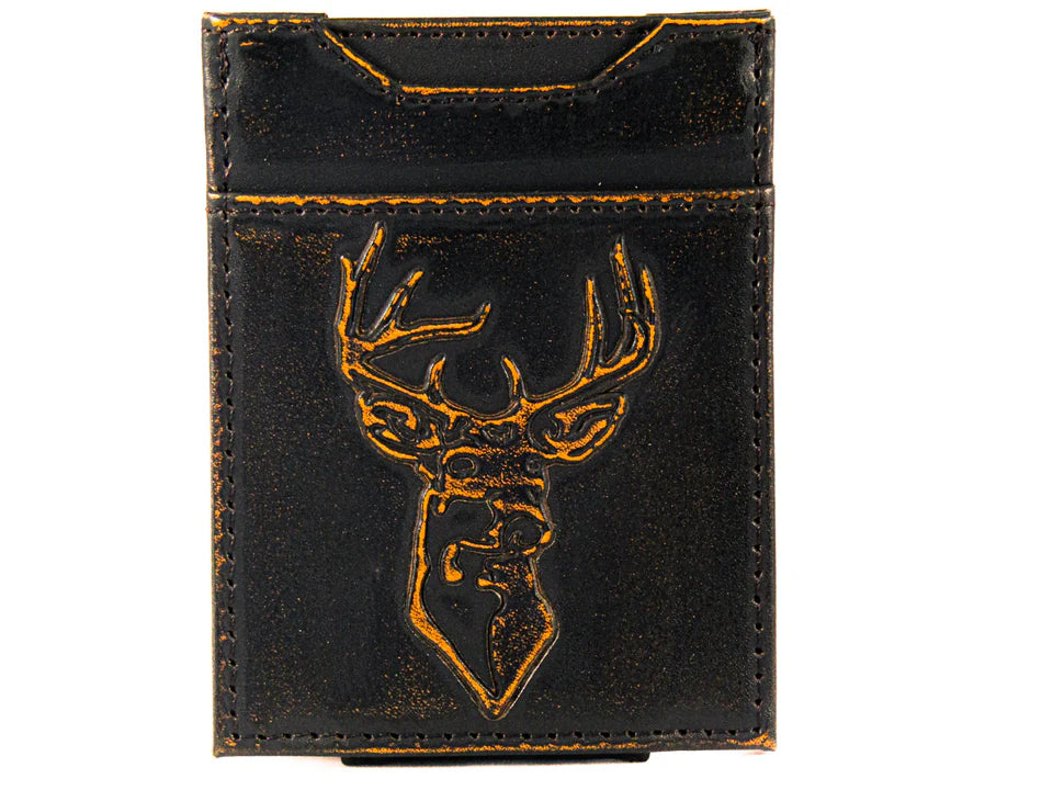 Buck Burnished Leather Magnetic Front Pocket Wallet for Men