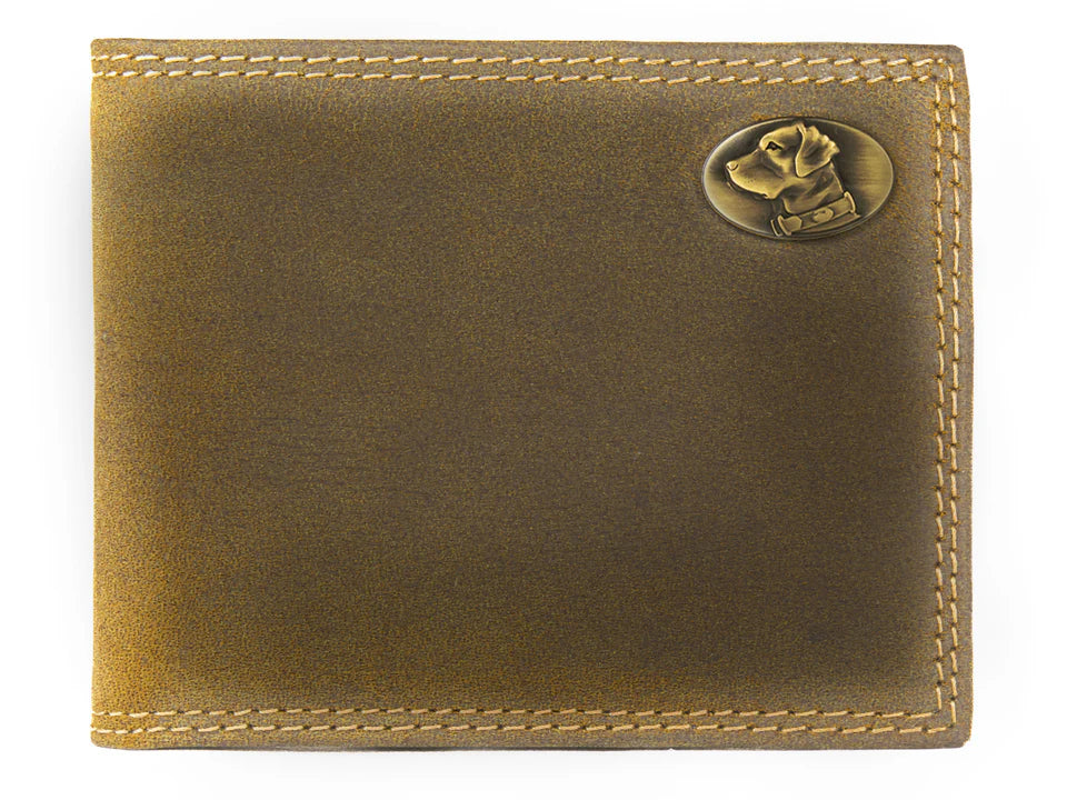 Lab Vintage Tan Leather Bifold Wallet for Dog Lovers