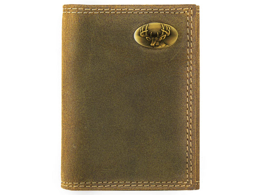 Buck Vintage Tan Leather Trifold Wallet for Men