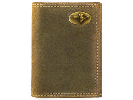 Mallard Vintage Tan Leather Trifold Wallet for Men - Stylish Accessory
