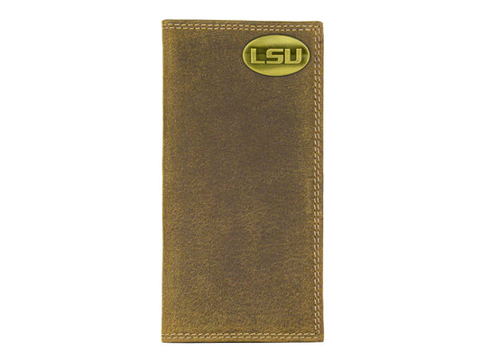 LSU Tigers Vintage Tan Leather Secretary Wallet for Fans