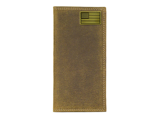 American Flag Vintage Tan Leather Secretary Wallet Gift