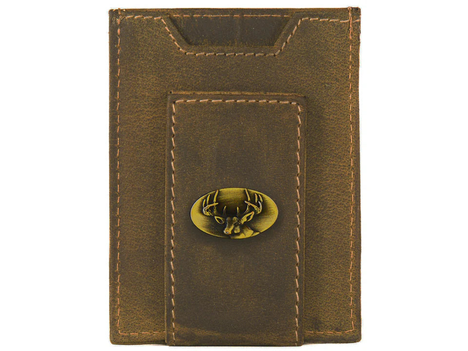 Buck Vintage Tan Leather Magnetic Front Pocket Wallet Gift