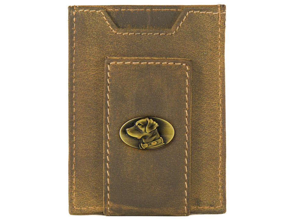 Lab Vintage Tan Leather Magnetic Front Pocket Wallet Gift