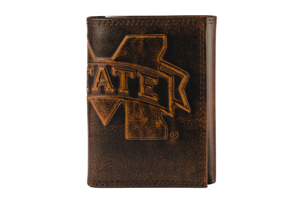 Mississippi State Bulldogs Burnished Leather Trifold Wallet