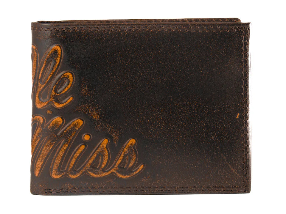 Ole Miss Rebels Burnished Leather Bifold Wallet Gift