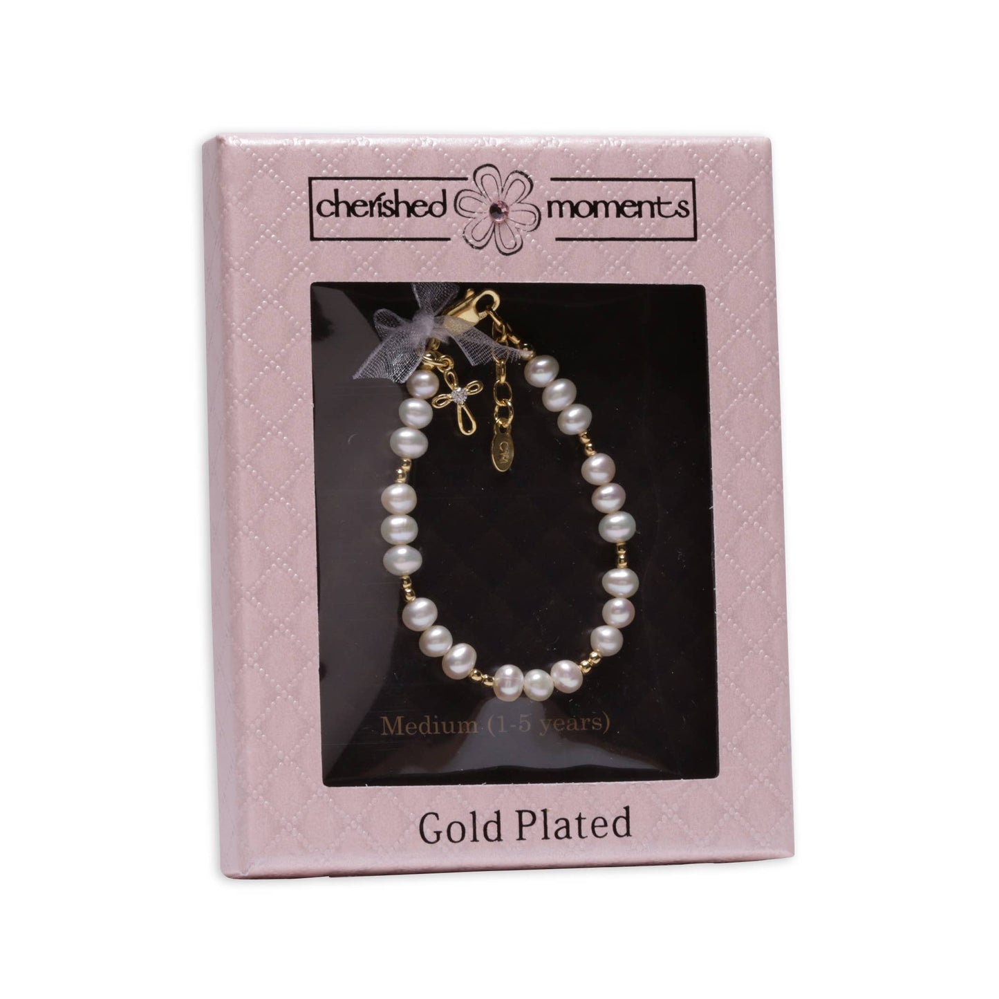 14K Gold-Plated Cross Baby Bracelet & Girls Baptism Gift Small
