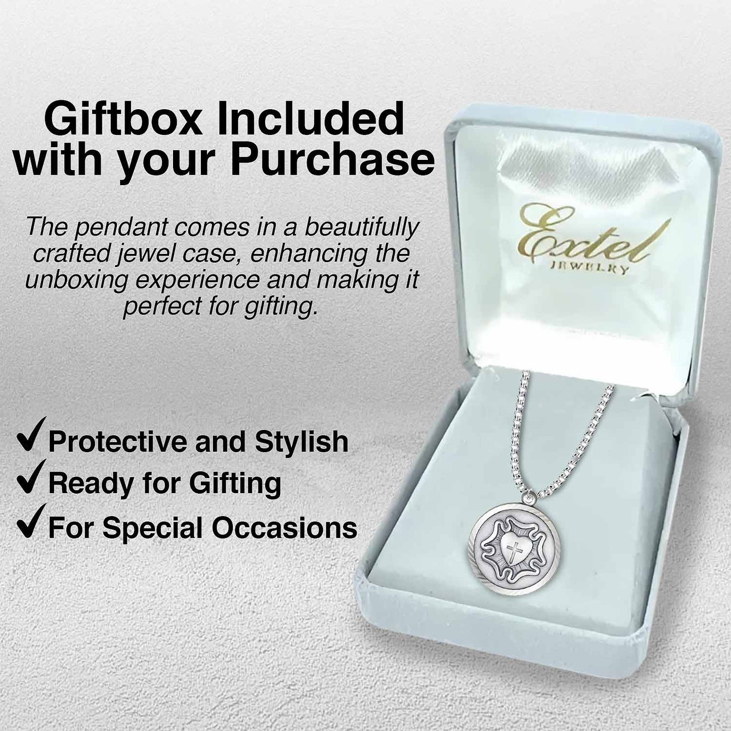 Extel Medium 14kt Gold Filled Round Lutheran Rose Medal Necklace