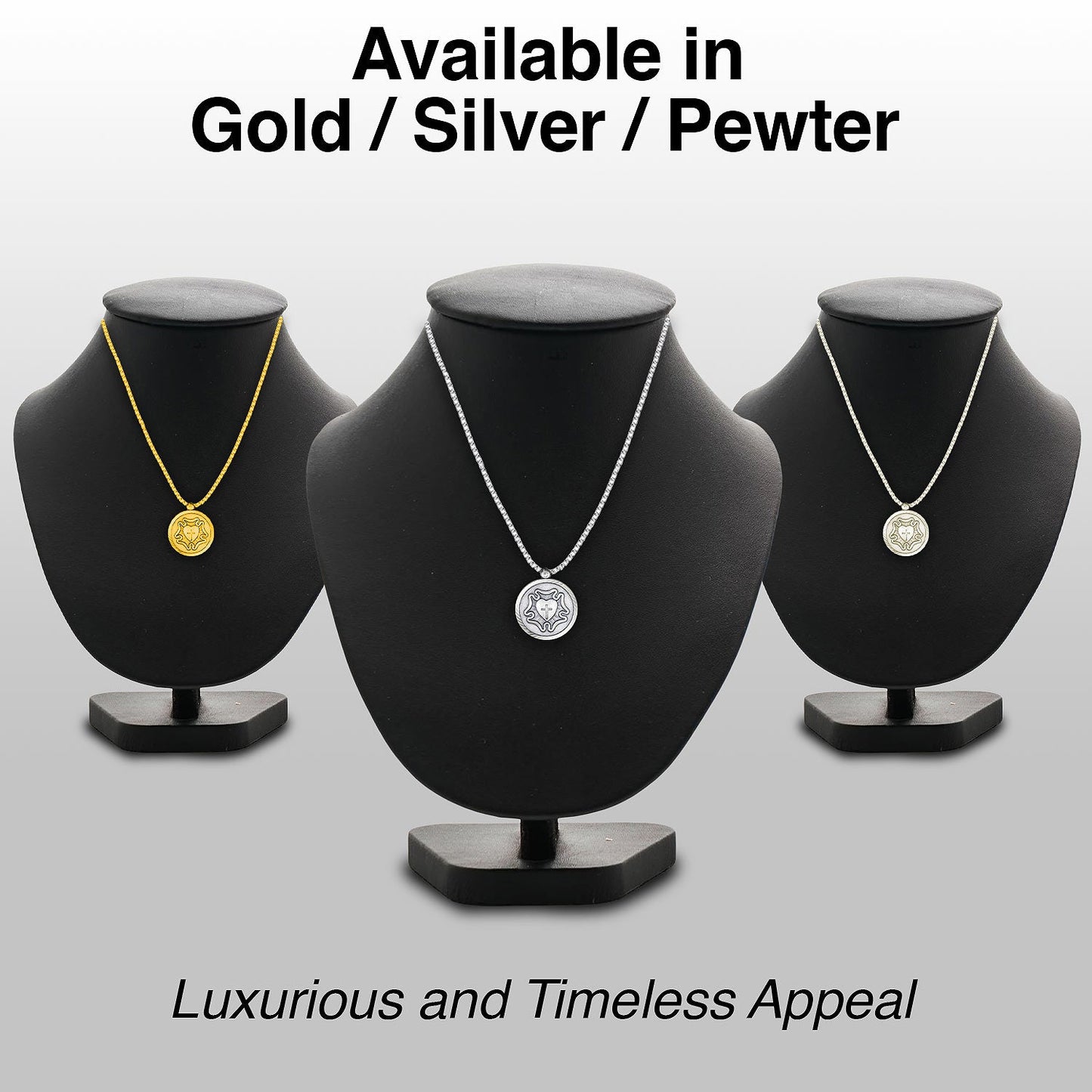 Extel Medium 14kt Gold Filled Round Lutheran Rose Medal Necklace