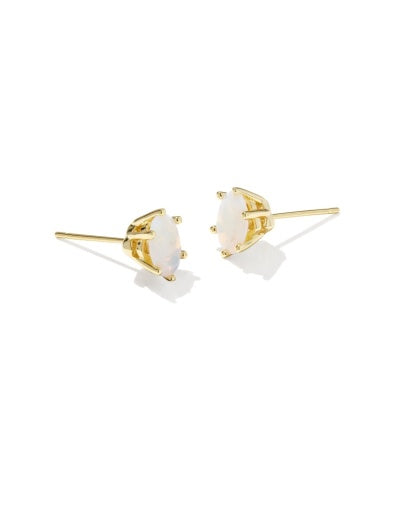 CAILIN CRYSTAL STUD EARRINGS GOLD WHITE IRIDESCENT CRYSTAL