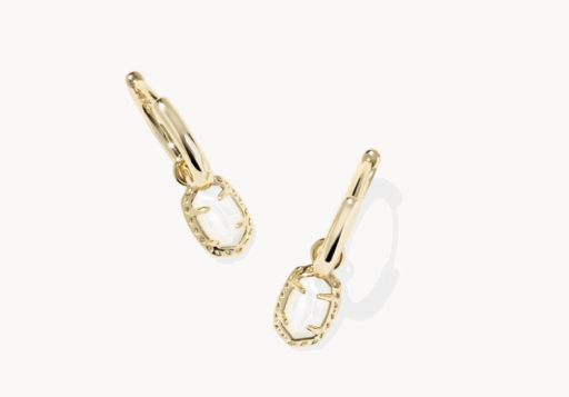 EMILIE HUGGIE EARRINGS GOLD IVORY MOTHER OF PEARL