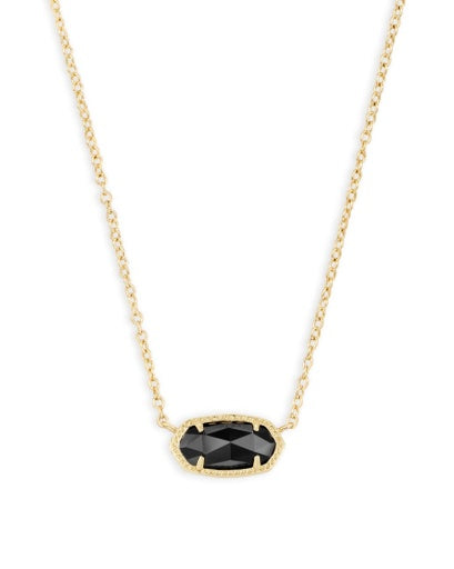 Elisa Short Pendant Necklace Gold Black Dainty Jewelry