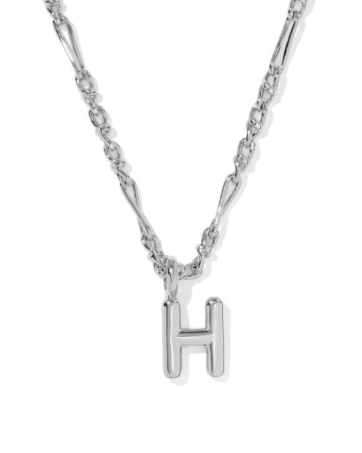 BUBBLE LETTER H SHORT PENDANT NECKLACE SILVER