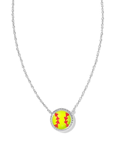 Softball Short Pendant Necklace in Gold Chartreuse Magnesite