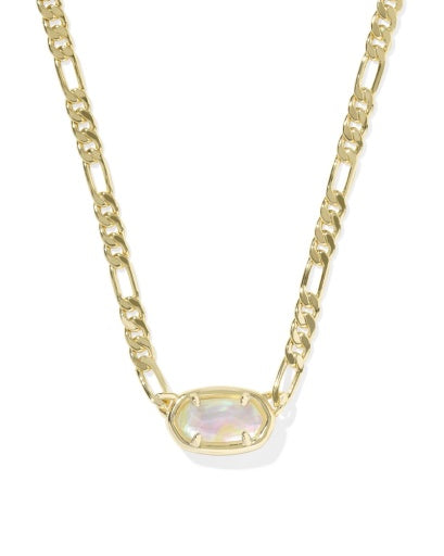 Elisa Figaro Chain Short Pendant Necklace Gold Iridescent Abalone