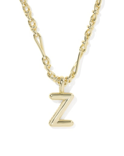 BUBBLE LETTER Z SHORT PENDANT NECKLACE GOLD