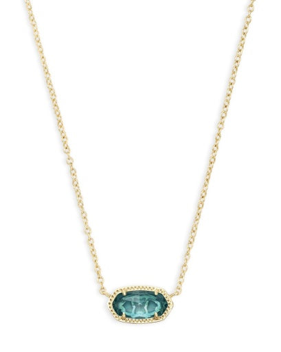 Elisa Short Pendant Necklace Gold London Blue Gemstone