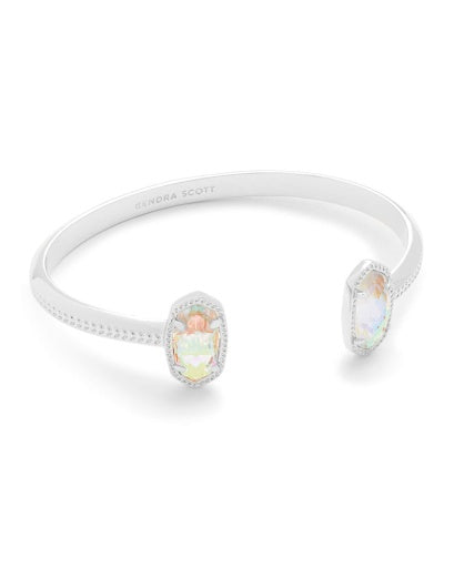 ELTON CUFF BRACELET RHODIUM DICHROIC GLASS