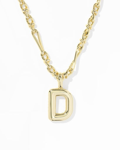 BUBBLE LETTER D SHORT PENDANT NECKLACE GOLD