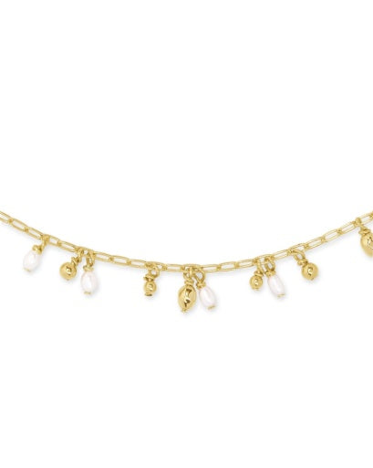MOLLIE CHOKER NECKLACE GOLD WHITE PEARL