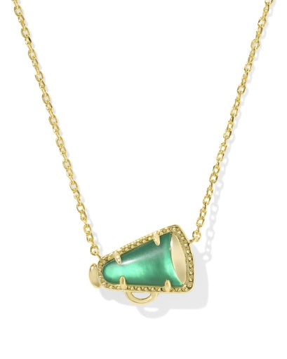 Cheer Short Pendant Necklace Gold Emerald Illusion Jewelry
