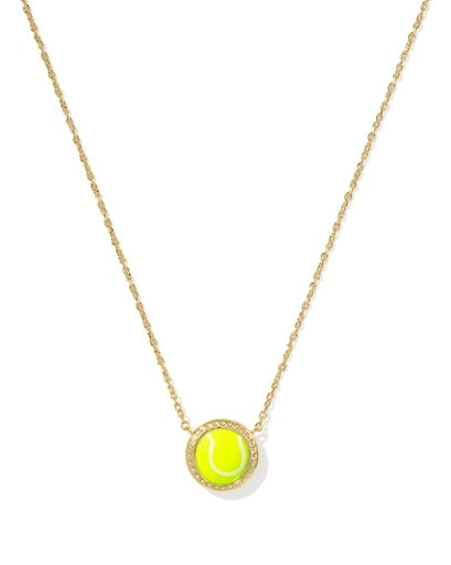 Tennis Short Pendant Necklace Gold Chartreuse Magnesite