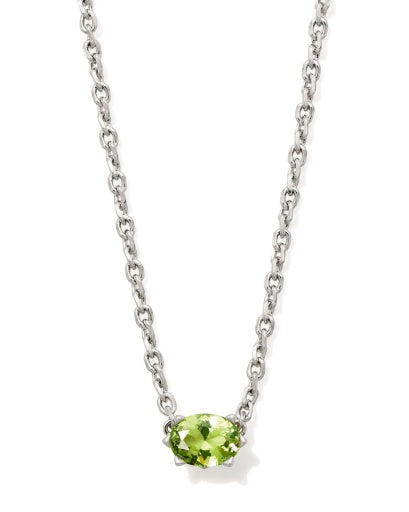 CAILIN CRYSTAL PENDANT NECKLACE SILVER GREEN PERIDOT CRYSTAL
