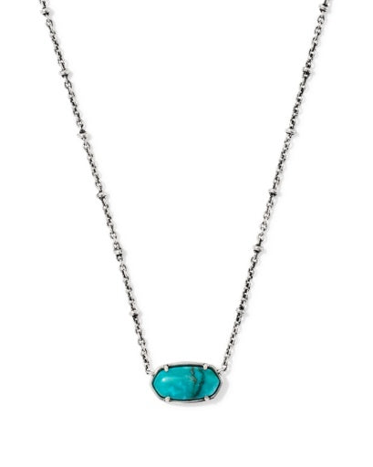 TIGER STRIPED ELISA SHORT PENDANT NECKLACE VINTAGE SILVER BLUE MARBLE