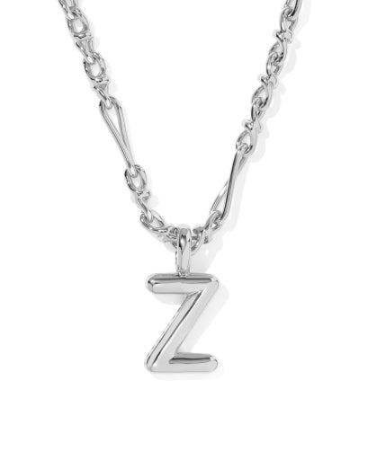 BUBBLE LETTER Z SHORT PENDANT NECKLACE SILVER