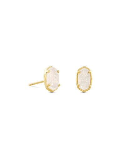 Emilie Stud Earrings Gold Iridescent Drusy